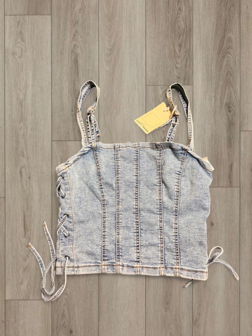 Light Wash Denim Corset Cami Top
